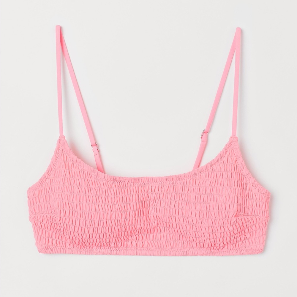 pink smocked bikini top